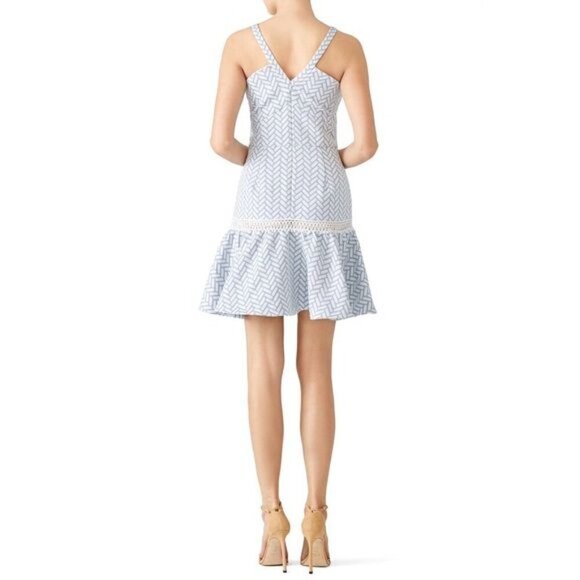 Shoshanna‎ Women's Blue & White Brandt Dress RTR Size 12 - Picture 4 of 11